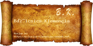 Bölcsics Klemencia névjegykártya